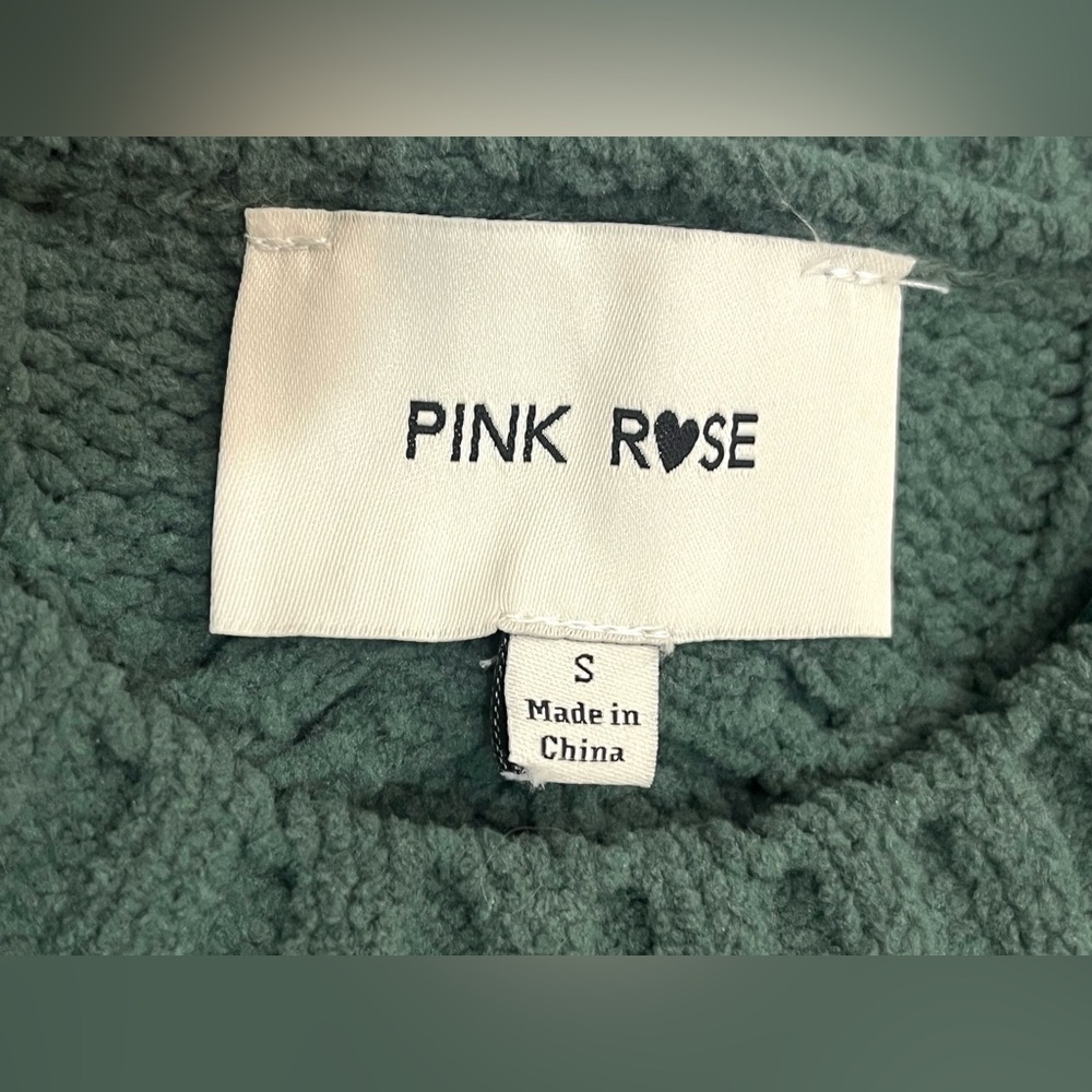 Pink Rose Women’s Polyester Chunky Soft Cozy Cable Knit Green Sweater Small - Picture 6 of 16